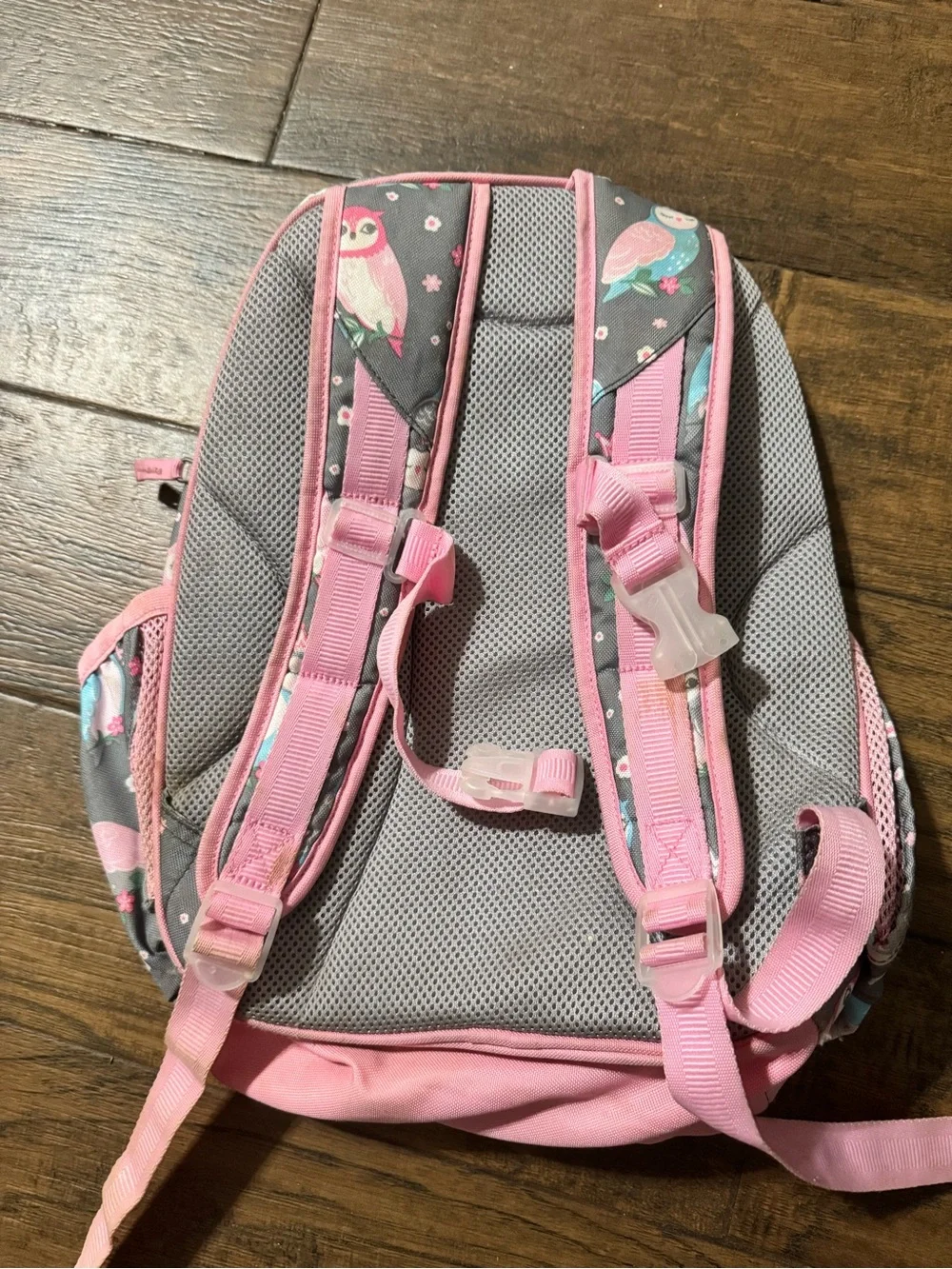 Pottery Barn Kids Pink and Gray Owl Backpack